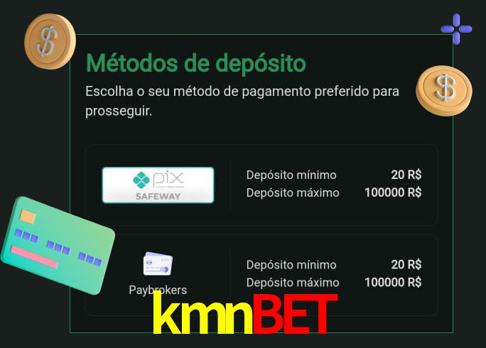 O cassino kmnbet oferece uma grande variedade de métodos de pagamento